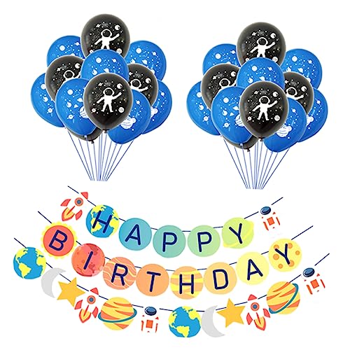 PHENOFICE 1 Latte-ballon-set Partyballons Party-banner Weltraum-geburtstagsparty-zubehör Partyschmuck Partygeschenke Aus Dem Universum Quastenbanner -dekorationen Emulsion Blue von PHENOFICE