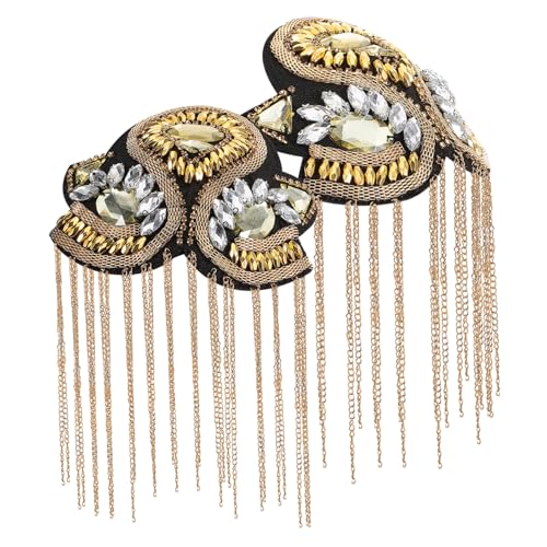 PHENOFICE 1 Paar -schulterbrett Epauletten Mit Goldenen Quasten Silberne Accessoires Goldene Quaste Accessoires Für Männer Modische Schulterklappen Punk-accessoires Fransen Epaulette von PHENOFICE