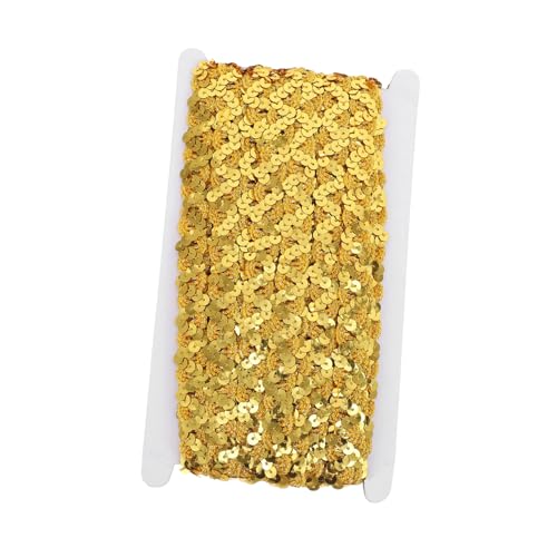 PHENOFICE 1 Rolle Applikationsbesatz Fransen Nähen Kleidungsstück Spitze Paillettenband Paillettenstreifen Stickerei Spitzenbesatz Pailletten-trim-spulenbänder Baumwollband Polyester Golden von PHENOFICE