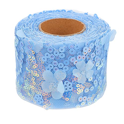 PHENOFICE 1 Rolle Dekoratives Tüllgewebe Leinen Zubehör Jute Gold Fleck trimmt paillettenband pailettenband zum aufnähen gebutagsdeko kopftuch Schleife DIY Band DIY Bastelband Polyester Blue von PHENOFICE