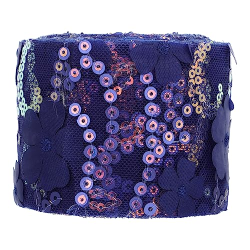 PHENOFICE 1 Rolle Dekoratives Tüllgewebe seidenband ribbon blumenmuster stich Pailletten besticktes Band Stoff mit Spitzenbesatz -Gurtband Paillettenband für DIY Polyester Blue von PHENOFICE