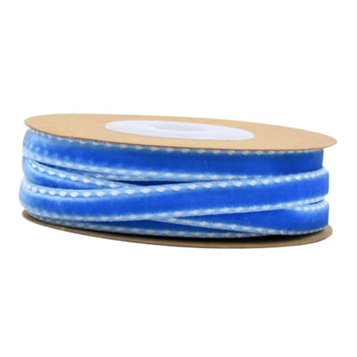 PHENOFICE 1 Rolle Geschenkverpackungsband Beflockter Plüschstoff Stoffband Nähband Vintage-dekor Haarschleife Blaues Drahtband Bandhalsband Stickband Wickelband Bandbesatz Nähen Blue von PHENOFICE