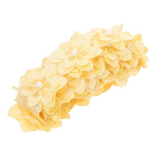 PHENOFICE 1 Rolle Perlenblumenspitze Perlenbesatz Bekleidungsmaterial Spitzenbesatzband Diy-nähmaterial Stretch-spitzenband Stickerei Spitzenstoff Blumendekor Perlenband Yellow Polyestergarn von PHENOFICE