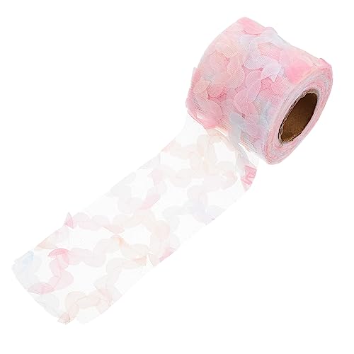 PHENOFICE 1 Rolle Rosen aus Chiffongarn seidenband bandfeile verkleidung decor Textilzubehör Handdekor Bastelspitzenband geschenkband Chiffon-Kleidungsdekor rosa -Spitze Polyester von PHENOFICE