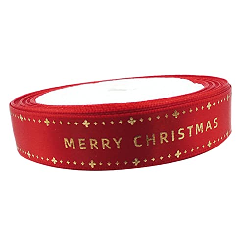 PHENOFICE 1 Rolle Schleife Bastelsatinband Dekoratives Weihnachtsband Ripsband Von Der Weihnachtsband Mit Draht Fröhliches Weihnachtsband Geschenkdekore Band Zum Basteln Polyester Rot von PHENOFICE