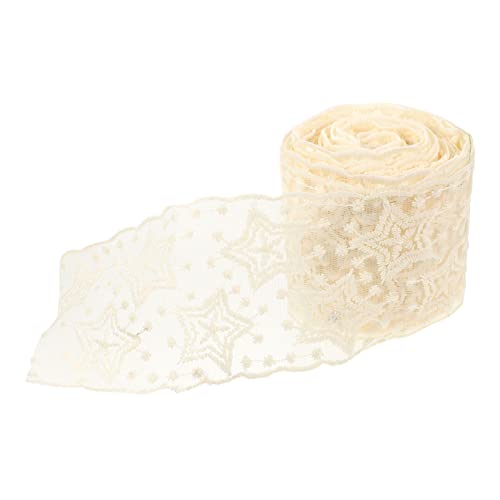 PHENOFICE 1 Rolle Stickerei Spitze weißes Drahtband handgefertigte Spitzenbesatz Wickelband ribbon schienbeinschoner tape dekorativer nähstoff DIY-Material mit Spitzenbesatz Milchseide Beige von PHENOFICE