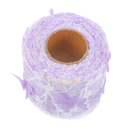 PHENOFICE 1 Rolle Tüllband Diy Bastelband Spitzenbänder Zum Basteln Stoffspule Tüll Spitzenbesatzband Band Zum Nähen Selber Machen Nähen Trimmen Besticktes Zierband Seide- Polyester Lavender von PHENOFICE