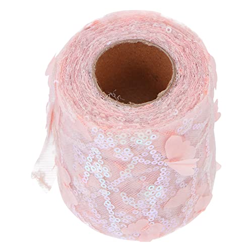 PHENOFICE 1 Rolle Tüllband Vintage Wohnkultur Stoffband Perlendekor dekoratives Blumenband DIY Bastelband gutl guci Schuhzubehör Kleiderdekoration gestickte Borte breites Band Polyester Rosa von PHENOFICE