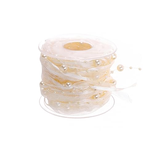 PHENOFICE 1 Rolle dekoratives Perlenband seidenband ribbon weihnachtsdeko party decoration dekoweihnachten Valentinsband Satinbänder Stifte Piyester-Gurtbänder für Partys Hochzeitsband Beige von PHENOFICE