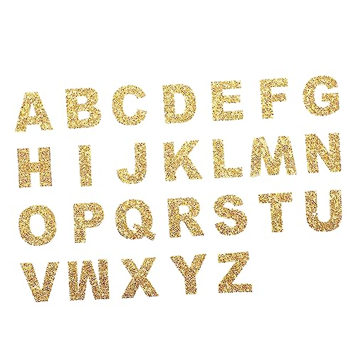 PHENOFICE 1 Satz Hotmelt-Klebepflaster Strassaufkleber Abzeichen-Patch Aufkleber mit glitzernden Buchstaben wandverkleidung wand polsterung bastelzeug Stoffzubehör Aufnäher Bohrtuch Golden von PHENOFICE