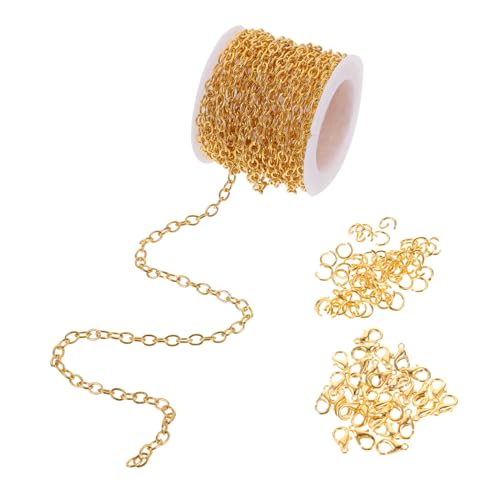 PHENOFICE 1 Satz Schmuckkette Silberkette hängender schmuckorganisator schmuckherstellung schmuck machen Kettenset für die Herstellung von Armbändern Halskette Verlängerungsketten-Kit Golden von PHENOFICE