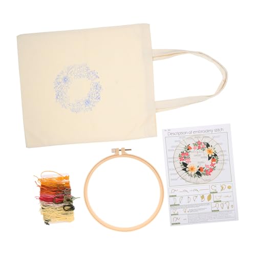 PHENOFICE 1 Satz Tasche aus Kreuzstich-Segeltuch Stickerei Tasche Tragetaschen aus Segeltuch embroidery kit embroidery set handtasche Nähset für Anfänger Kreuzstich-Set Polyester Weiß von PHENOFICE