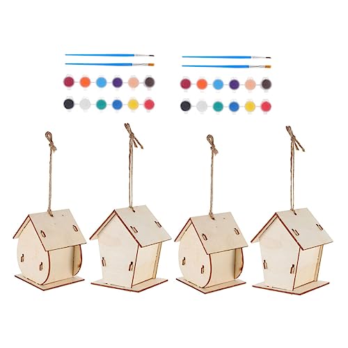 PHENOFICE 1 Satz Vogelhaus Diy Vogelkäfig Zum Aufhängen Draußen Kinderspielzeug Kinder Mini-spielzeug Diy Vogelnest Outdoor-spielzeug Für Mädchen Dekorativer Vogelkäfig Khaki Hölzern von PHENOFICE