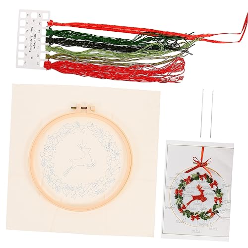 PHENOFICE 1 Satz Weihnachtskreuzstich stickzubehör selber machen Weihnachtsstickstiche sticken handwerk werkzeug DIY Stickset für Anfänger Stickset zum Thema Weihnachten Baumwollkleidung von PHENOFICE