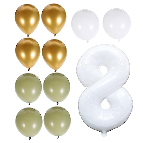 PHENOFICE 1 Satz Zahlenballon reminescence geldschrank Nummer 8 Ballon Alles zum Geburtstag Dekorationen grüne Luftballons weiße Luftballons kindergeburtstag dekoration Latexballons von PHENOFICE