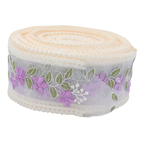 PHENOFICE 1 Stück 30 Kleidung rustikales Spitzenband Chiffonvorhänge besticktes Chiffonband Wickelband embroidery bastelzubehör floraler Spitzenbesatz Spitze nähen Polyestergarn Violett von PHENOFICE