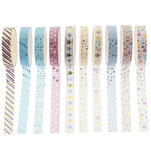 PHENOFICE 10 Rollen Heißpräge-washi-tape Klebeband Washi-maskierung Aufkleber Zum Basteln Japanisches Dekoratives Bastelband Selbstklebende Diy-klebebänder Milchband Japanisches Papier von PHENOFICE