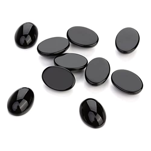 PHENOFICE 10 Stk Ovale Steincabochons Wohnakzente Achatring Cabochon Mit Steinaufnäher Rundes Zubehör Schmuck Zeit Accessoires Bilddekor Achat-edelstein-patch Black von PHENOFICE