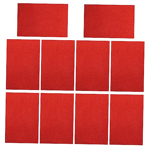 PHENOFICE 10 Stk Schwamm Glitzerpapier DIY handgemachtes Material Papier Bastelpapier Bastelmaterial für Kinder basteln für kinder Schwammpapier selber machen Kinder farbiges Origami rot von PHENOFICE