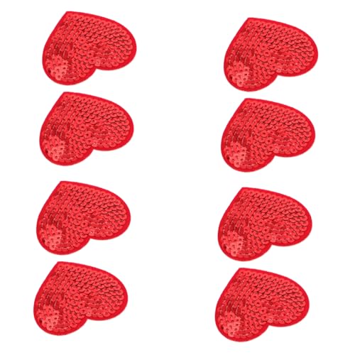 PHENOFICE 10 Stk Stickaufkleber individuelle Aufnäher gestickt Flicken für Kleidung stoff aufnäher Stoff-Patches süße glitzernde Herzform Kleiderflicken für Löcher Flecken Polyester rot von PHENOFICE