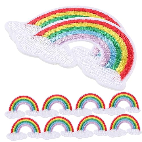 PHENOFICE 10 Stück Bemalte Wolkenstickereien, Dekorative Aufkleber Für Kleidung, Kleidungszubehör, Applikationen, Reparaturflicken Für Kleidung, Regenbogenflicken, Basteln, Nähzubehör, von PHENOFICE