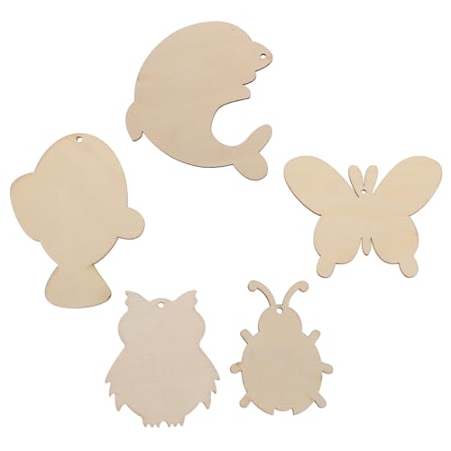 PHENOFICE 10 Stück DIY Dekorative Holzspäne DIY Leere Tags Unvollendete Tierornamente Spielzeugtiere Kinder DIY Kunsthandwerk Handgemachte DIY Handwerk Tag Kinder DIY Anhänger Marienkäfer von PHENOFICE