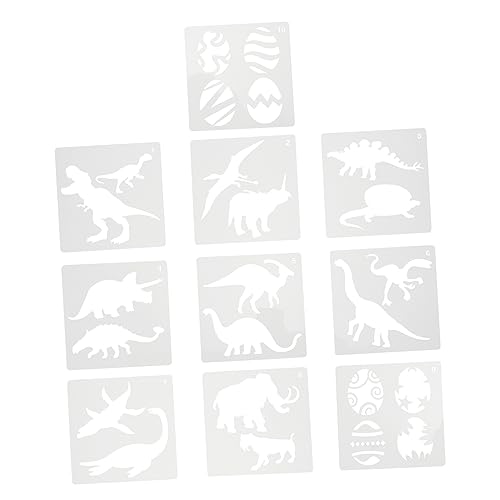 PHENOFICE 10 Stück Dinosaurier Vorlage Zeichnungsschablonen Zeichnen Malen Sprühen Basteln Schablonen Kinderschablonen Wiederverwendbare Schablonen Malschablonen Malschablonen von PHENOFICE