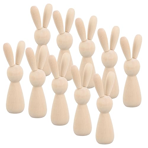 PHENOFICE 10 Stück Spielzeughaus Kaninchen Hase Minihasen Menschen Figur Form Puppe DIY Stift Kaninchenmodelle Stifte Stiftpuppen Unvollendete Unbemalte Stiftpuppenrohlinge Unvollendete von PHENOFICE