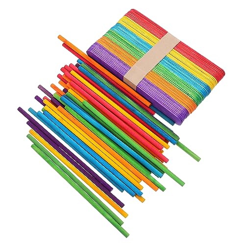 PHENOFICE 100 Stk Holzstock Natürliche Eisstiele Spielzeugeis Riesiger Lutscher Diy-stick Materialien Für Die Eisherstellung Eisstiele Zum Basteln Jumbo-bastelstöcke Hölzern Colorful von PHENOFICE