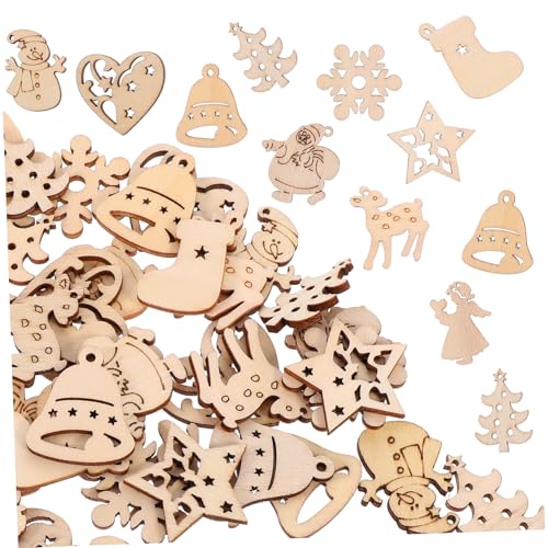 PHENOFICE Weihnachtsdeko Tisch Holzschmuck Weihnachten Holzscheiben Gemischten Stilen Weihnachtsanhänger Schneemann Engel Rentier Weihnachtsmann Herzen Bastelbedarf Für Festliche Dekoration von PHENOFICE