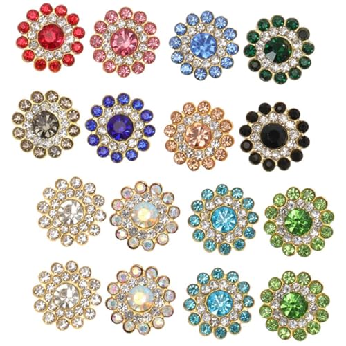 PHENOFICE 100St 14mm Sonnenblumenbohrer Verzierungen aufnähen Strasssteine Blumen-Druckknöpfe Schmuck Strassverzierungen für Bastelarbeiten strass dekore selber machen Legierung von PHENOFICE