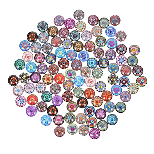 PHENOFICE 100st Glasfleck Halskette Medaillon Halskette Perlen Handschmuck Halbrunde Edelstein-cabochons Klare Perlen Anhängerverschluss Für Halskette Zeit Edelstein Abdeckung Blumenfliesen von PHENOFICE