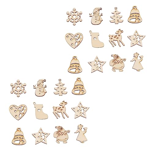 PHENOFICE 100st Weihnachtsholzspäne Weihnachtsgeschenke Urlaub Baumschmuck Krippendekor Krippenhandwerk Weihnachtsdekoration Christbaumschmuck Handdekor Holzhandwerk Hölzern Beige von PHENOFICE