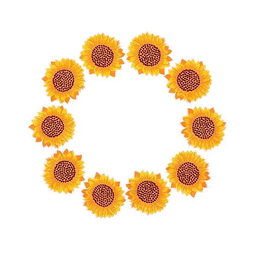 PHENOFICE 10St Banner Abzeichen annähen zarte Stickerei Sonnenblume Blumendekorationen sonnenblumen aufnäher apfelding flicken Sonnenblumen-Stoffaufkleber Stickerei-Stoff-Patch Vlies Yellow von PHENOFICE