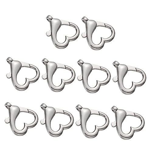 PHENOFICE 10St Herz Karabinerverschluss Schlüsselanhänger zum Basteln Schlüsselanhänger Hummer bag hanger heartstopped Taschenschnallen lustige Schlüsselanhängerteile Legierung Silver von PHENOFICE