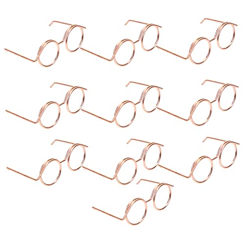 PHENOFICE 10St Metallbrille Puppenbrillen selber Machen Brille mit rundem Gestell kindertagsgeschenke puppenkleidung Kinder Spielzeug gläser Puppe verkleiden Zubehör Miniatur-Dinge Rose Gold von PHENOFICE