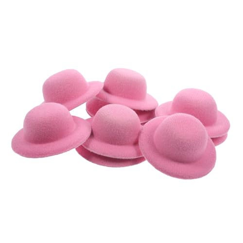 PHENOFICE 10St Mini-Strohhut Mini-Weihnachtsmütze Rosa Hut Miniaturhüte Mützen Mini-Zylinder-Stirnbänder Hutverzierung Hut- Bastelhut weben Miniatur-Mini-Hüte Puppenhüte Flanell von PHENOFICE