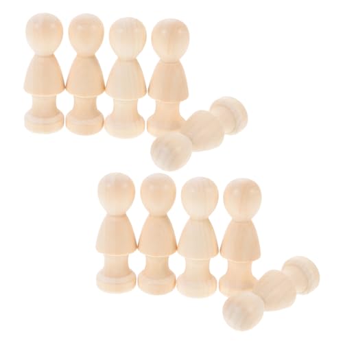 PHENOFICE 10St Puppenornamente Puppenkörper unvollendete Peg-Puppen Blanko-Peg-Puppen DIY-Malpuppen holzfiguren holzspielzeug unvollendete Peg-Leute unbemalte Puppen aus Holz hölzern von PHENOFICE