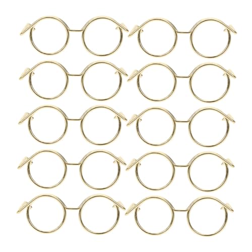 PHENOFICE 10St Puppenzubehör puppentasche Puppen Kleidung Puppenkleidung Puppenbrillen Dollhouse Brillen Mini-Gläser zum Basteln Minibrille für Puppen Puppenbrille schwarz Mini-Brille Metall von PHENOFICE