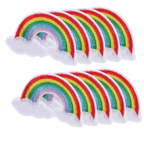 PHENOFICE 10st Bemalte Wolkenstickerei Regenbogenförmige Aufnäher Motivapplikationen Flicken Jacken Flicken Für Kleidung Abzeichen Annähen Hosen Reparieren Flicken Hutflecken Colorful Stoff von PHENOFICE