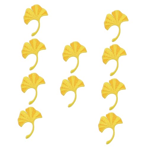 PHENOFICE 10st Ginkgo-blatt-patch Blumenverzierungen Kleidungszubehör Hut-aufkleber-patches Stickereiapplikationen Flicken Zum Nähen Von Ginkgoblättern Blumenapplikation Yellow Polyester von PHENOFICE