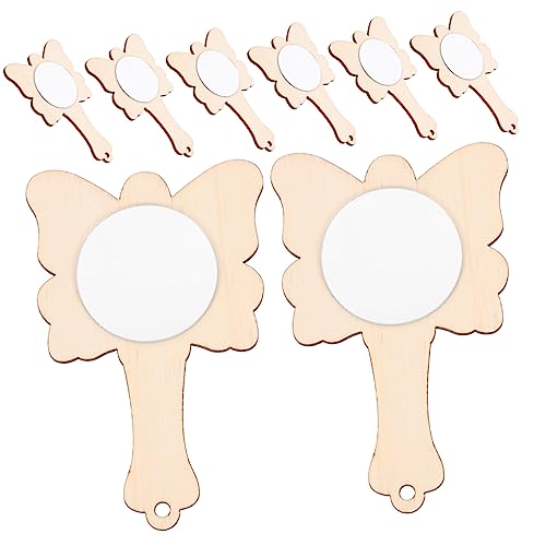 PHENOFICE 10st Kleiner Holzspiegel Reisezubehör Spielzeug Für Kinder Kinderspiegel Selber Machen Zarter Handspiegel Kleine Spiegel Zum Basteln Handgefertigter Mini-spiegel Acryl Light Brown von PHENOFICE