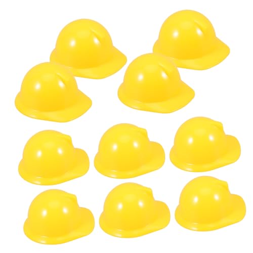 PHENOFICE 10st Mini-bauhut Mini-Zylinder Puppenhüte Plüsch Mini-schutzhelm Kappe Mini-baumeisterhüte Puppe Mini-helme Arbeitermütze Cowgirl-Hut Puppenhelm Miniaturhüte Zubehör Plastik Yellow von PHENOFICE