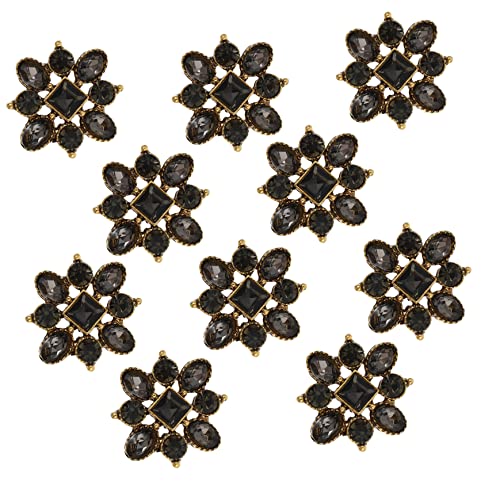 PHENOFICE 10st Schmuckzubehör Haarschmuck Aus Perlen Blumendekor Hochzeitsartikel Hochzeitssachen Diy Haarschmuck Material Nageldekor Blumen-flatback-perle Funkeln Black Legierung Strass von PHENOFICE