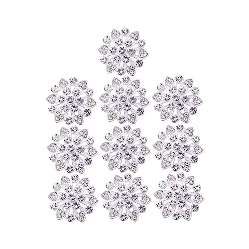 PHENOFICE 10st Strass Diy Knöpfe Verzierung Diamantknöpfe Hochzeitsdekoration Knopf Zum Selbermachen Haarblumenknopf Knöpfe Diy Runde Knöpfe Strass-knöpfe Blumenknöpfe Silver von PHENOFICE