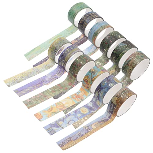 PHENOFICE 12 Rollen Aufkleberband the washi tape wohnungsdeko gold foil dekorative Klebebänder ästhetisches Washi-Tape goldenes blockierendes Briefpapierband dekorative Papierklebebänder von PHENOFICE