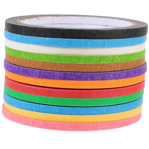 PHENOFICE 12 Rollen Washi Tape Dünnes Klebeband Für Auto Karosserie Abdeckband Für Autolack Bunte Masking Tapes Für Kreative Projekte Und Dekorationen von PHENOFICE