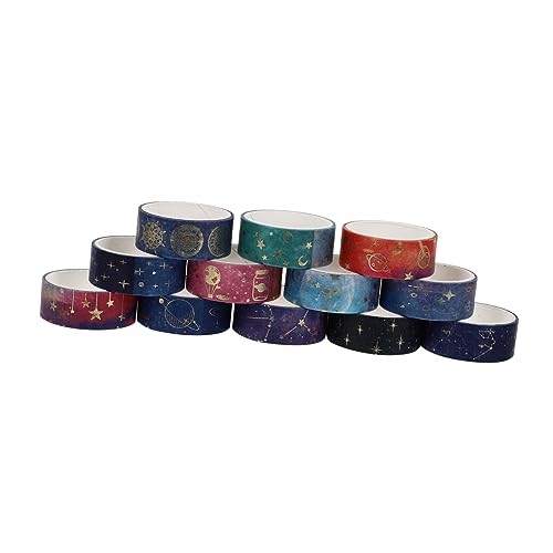 PHENOFICE 12 Rollen Washi-tape Magnetband Dekorative Washi-klebebänder Mondaufkleber Vintage-sammelalbum Diy Washi Tape Zarte Bänder Nachthimmel-bänder Alte Aufkleber Abdeckband Blue Papier von PHENOFICE