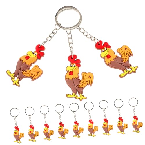 PHENOFICE 12 Stück Schlüsselanhänger Taschenanhänger Mädchen Damen Schlüsselanhänger Babyparty Tierschlüssel Huhn Schlüssel Hahn Schlüsselanhänger Für Gäste Bauernhoftier Schlüssel von PHENOFICE