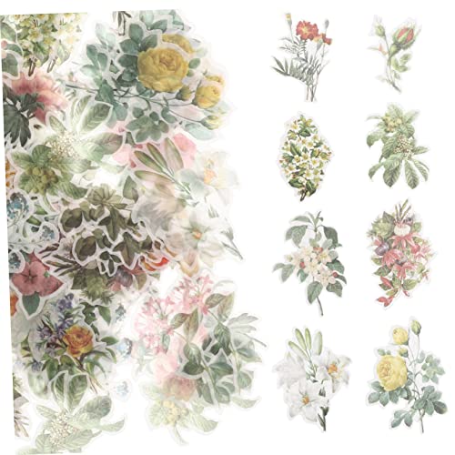 PHENOFICE 120St Vintage Blumen Aufkleber Blumenaufkleber Retro-Aufkleber Album-Aufkleber alte Aufkleber Scrapbooking Sticker Scrapbook Stickers Postkartenaufkleber Scrapbooking-Aufkleber PVC von PHENOFICE